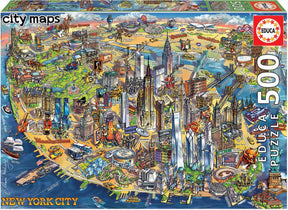 Educa - puzzel - 500 stuks - kaart new york
