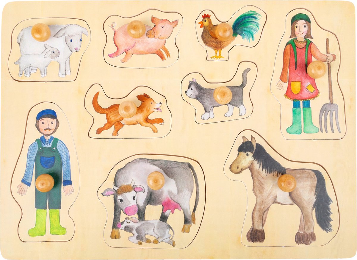 Kleines Fußformpuzzle Bauernhof Holz Junior 9 Teile