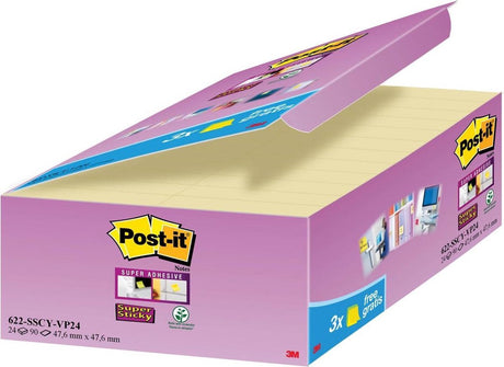 Post-it-Haftnotizen, 24 x 90 Blatt, 47,6 x 47,6 mm, blanko, kanariengelb