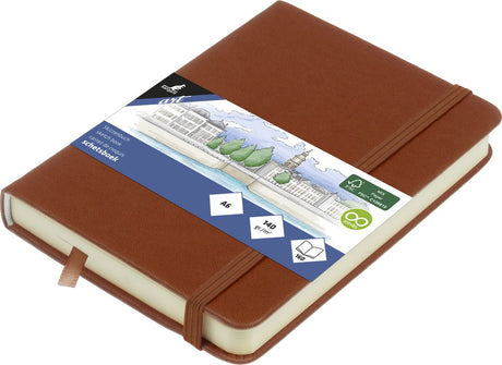 Kangaro schetsboek - a6 - cognac - pu-hardcover - met elastiek en leeslint