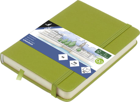 Kangaro schetsboek - a6 - lime green - pu-hardcover - met elastiek en leeslint
