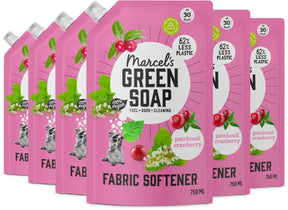 Marcel's green soap wasverzachter navulling - patchouli cranberry - 6 x 750ml - 180 wasbeurten