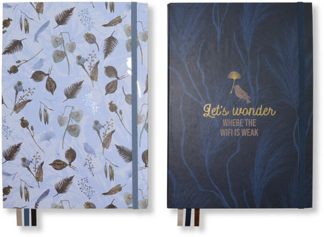 Kangaro-Notizbuch – Natural Beauty – 25,3 x 17,8 cm – Punktpapier – mit Gummizug und Lesebändern – 2 Stück