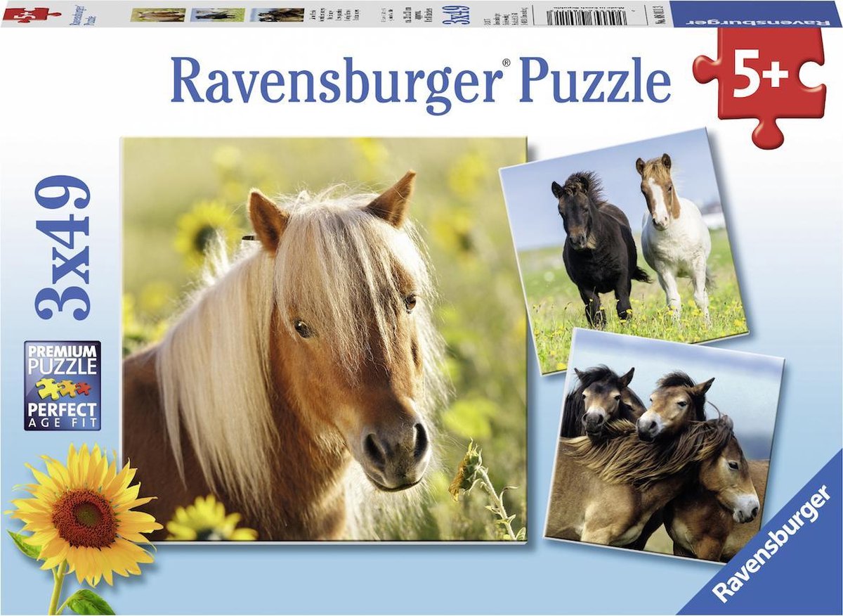 Ravensburger Puzzle süße Ponys - 3x49 Teile - Kinderpuzzle