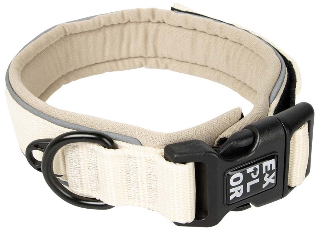 Explor Duvoplus Ultimate Fit Halsband, bequeme Mode für Hunde, L-45–51 cm, Antikweiß