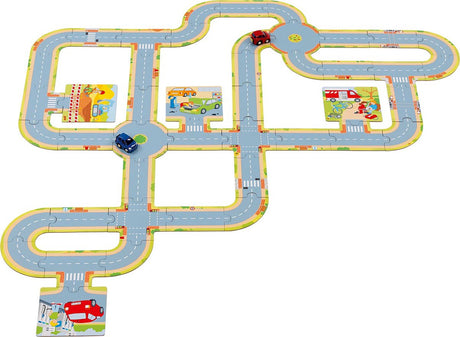 Goki -Bodenpuzzle wiegt mit 2 Fahrzeugen, 47st.
