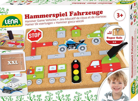 Lena Hammerschlagspiel mit Holzfiguren und Nägeln 64 Teile