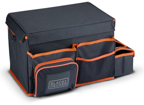 Black+decker kofferbak organizer - 47.5 x 25 x 30 cm - met draagriem - cuphouders - grijs oranje
