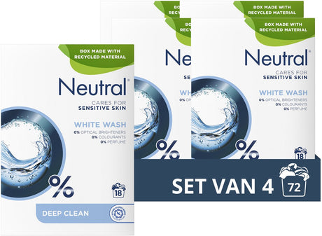 Neutrales Waschpulver – parfümfrei weiß – dermatologisch getestet und hypoallergen – 4 x 18 Waschladungen – Vorteilspack
