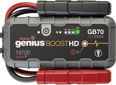 Noco Boost Lithium-Starthilfe GB70 – Starthilfe 2.000 Ampere – 40 Startversuche mit 1 Ladung – USB-Ladegerät für Smartphone-Tablet – LED-Taschenlampe