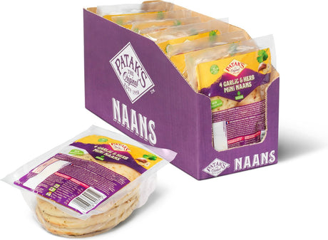 Patak's Naan-Brot Mini – Knoblauchkräuter – 6 x 188 Gramm