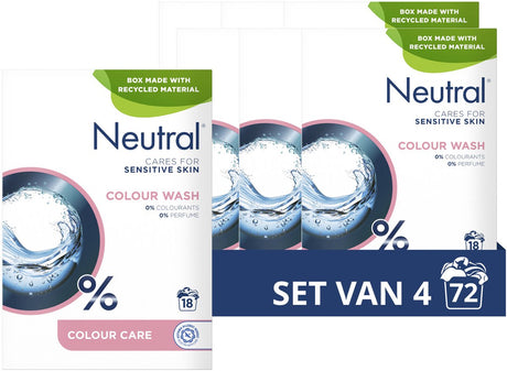 Neutral - Waschpulver - parfümfreie Farbe - 4 Packungen - 72 Wäschen - Vorteilspack