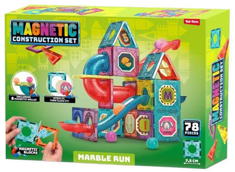 Toi-toys magnetisches Murmelbahn-Bauset buntes Spielzeug 78-teilig.