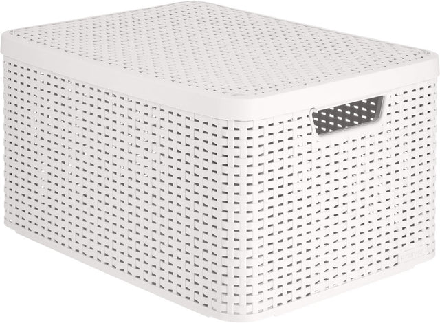 Curver Style Box Rattan l – Aufbewahrungskorb – 30 l hellgrau