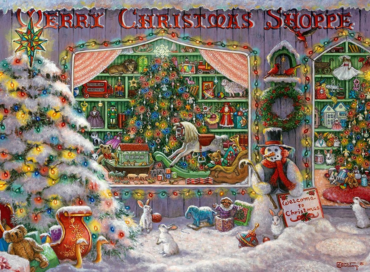 Ravensburger Puzzle Merry Christmas Shoppe – 500 Teile Weihnachtspuzzle.