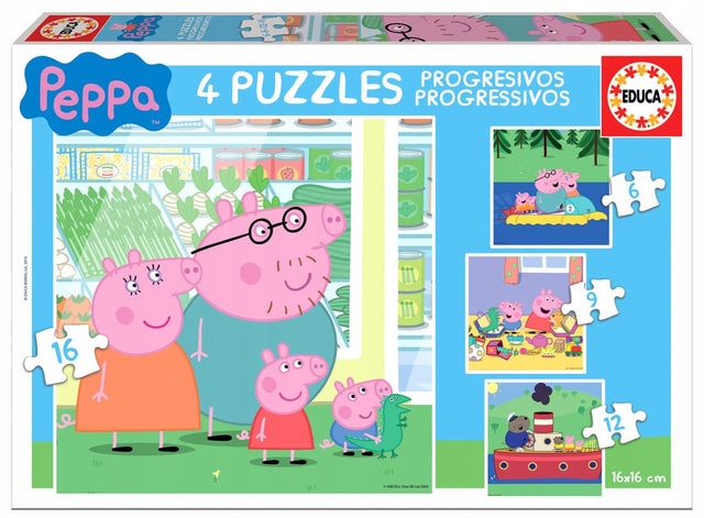 Educa peppa pig puzzelset (6, 9, 12, 16 stukjes)