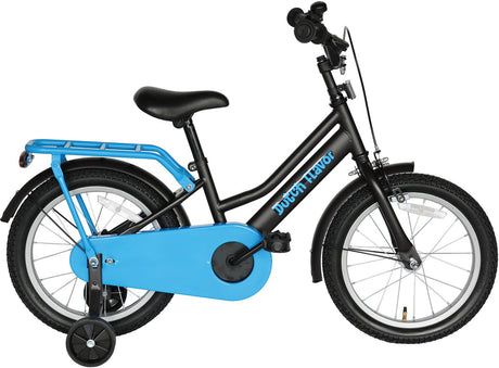 Niederländisches Kinderfahrrad 16 Zoll – Graublau – 4 bis 6 Jahre – Bremse und Rücktritt – abnehmbare Stützräder