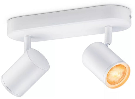 Philips smart lighting - opbouwspot - 2 spots - rgb - gekleurd en instelbaar wit licht - dimbaar - wit - 2x5w - gu10 fitting - werkt met de wiz app - wifi