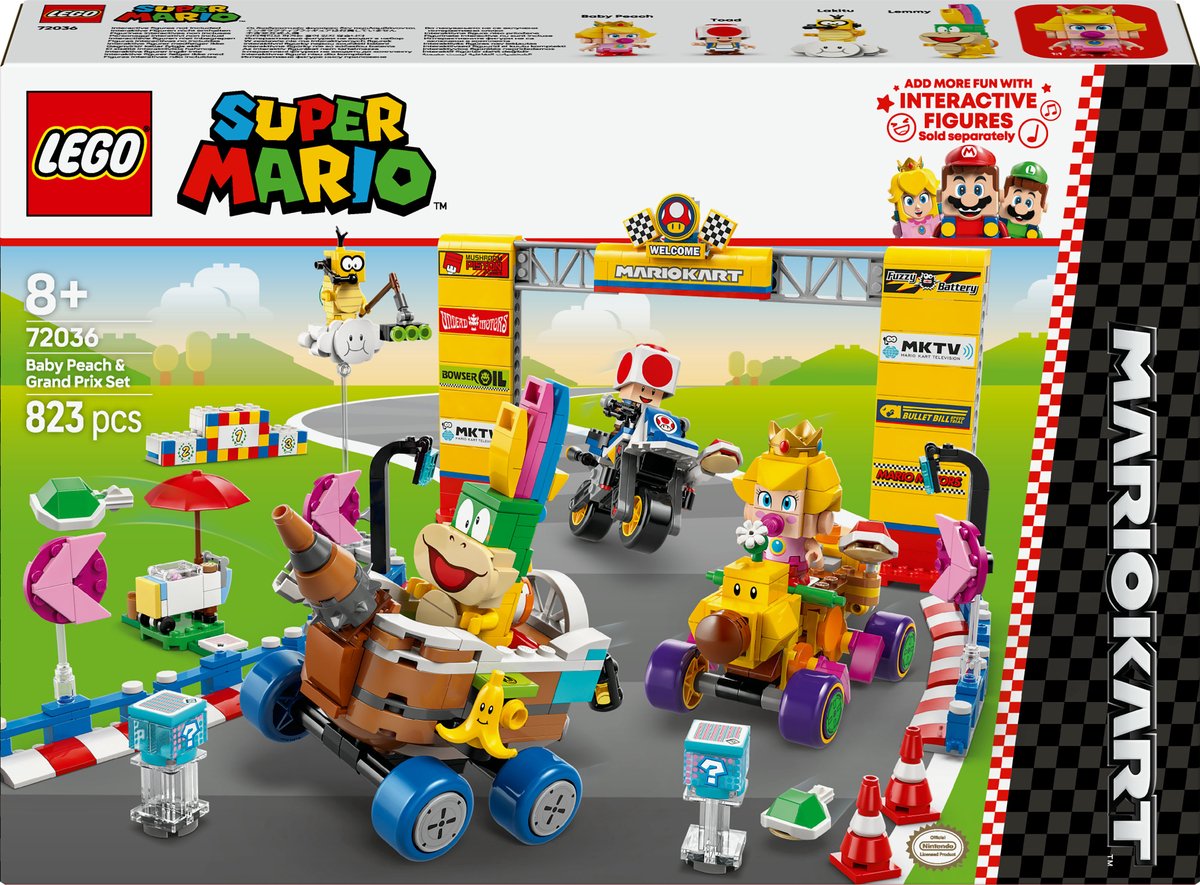 Lego Super Mario 72036 Mario Kart Baby Peach und Grand-Prix-Set