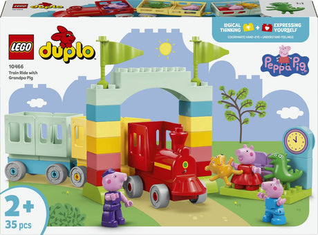 Lego Duplo Peppa Wutz Zugfahrt mit Opa Wutz, pädagogisches Zugspielzeug für Kleinkinder – 10466