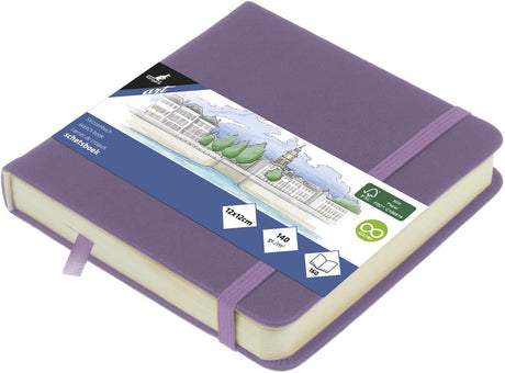 Känguru-Skizzenbuch – 12 x 12 cm – Heideviolett – mit Gummiband und Band