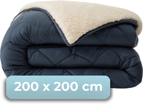 Hush. living hush living - wasbaar dekbed - tweekleurig design - 200x200cm – 300 gsm - incl bijpassende kussenslopen - navy teddy