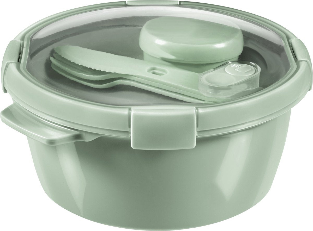 Curver Smart to go Öko-Lunchset 1,6 Liter + Besteckset + Saucenbecher – Öko-Grün