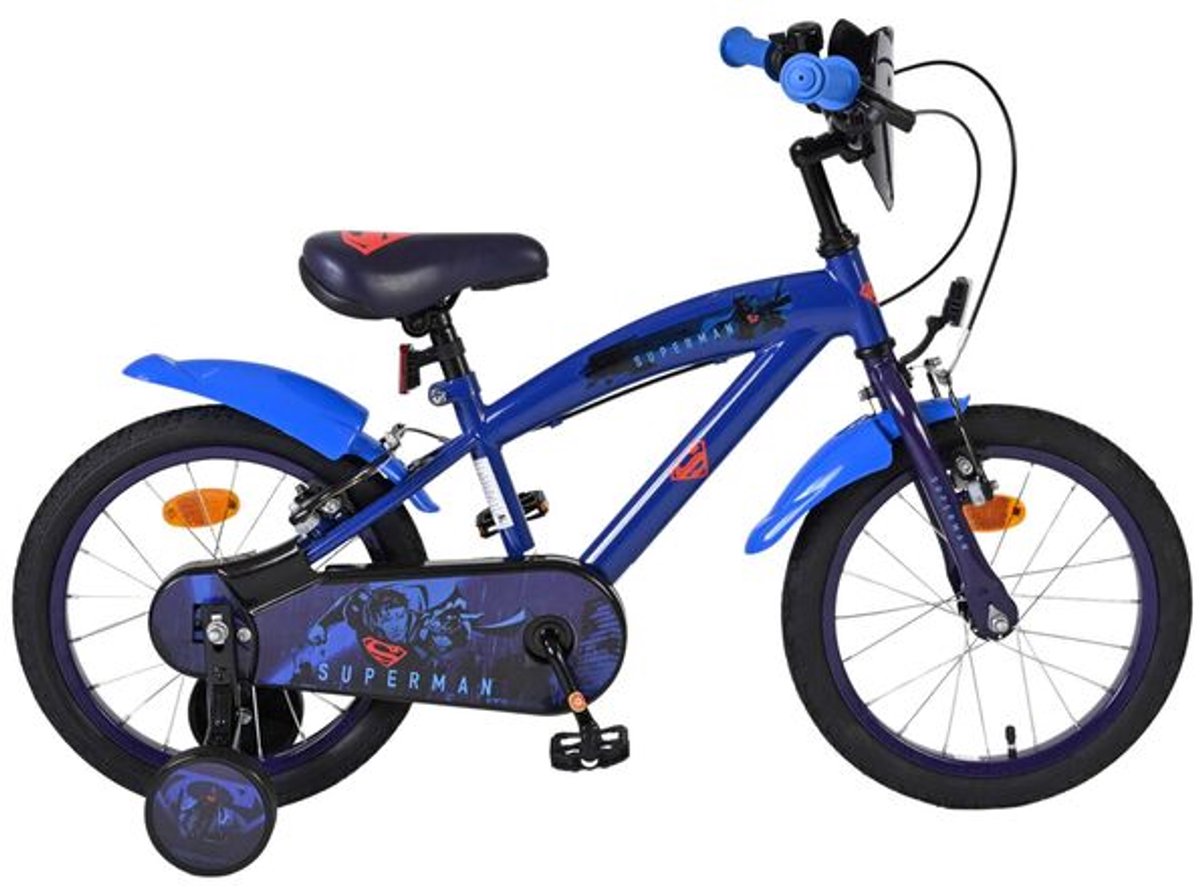 Superman Kinderfahrrad – Jungen – 16 Zoll – Blau – zwei Handbremsen