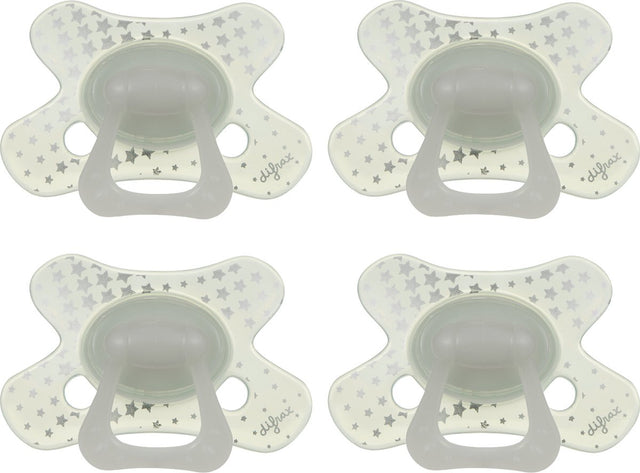 Difrax Schnuller natur – 12 bis 18 Monate – transparente Sterne – 4 Stück