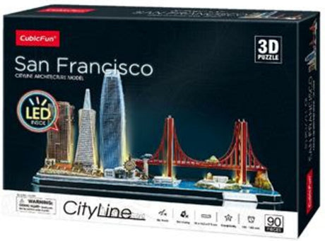 Kubisches lustiges 3D-Puzzle City Line San Francisco mit LED-Beleuchtung