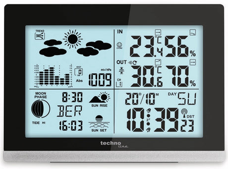 Technoline Wetterstation – ws 6762 – 158 x 113 x 40 mm – schwarz silber – mit 1 Außensensor 30 m – tl-ws6762