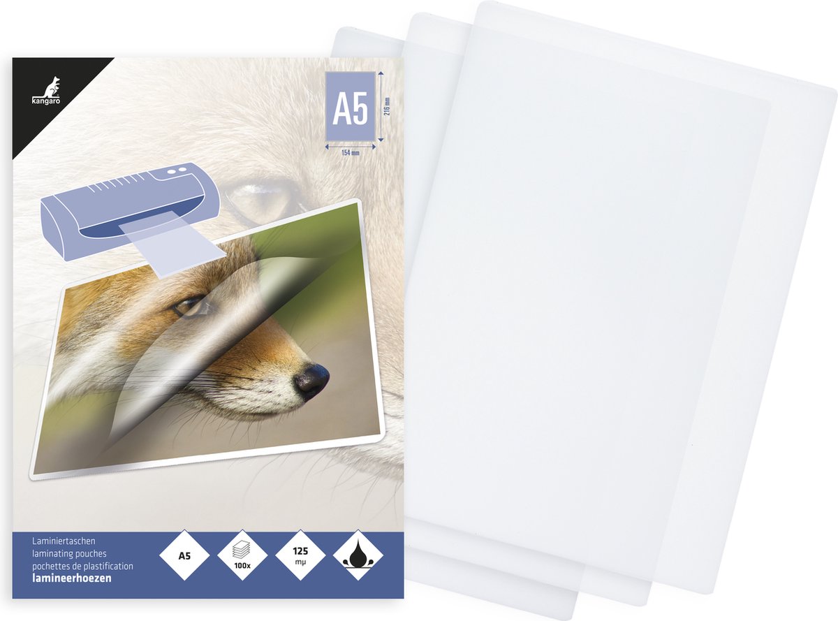 Kangaro-Laminierfolie – A5 – 125 Mikron – glänzend – 100 Stück