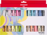 Bruynzeel Amsterdam Standard-Serie Acrylfarbe, weiche Farben, Set 20 ml, 24-tlg.