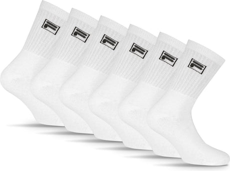 Fila Tennis-Sportsocken kleines Logo – Größe 35 38 – 6er-Pack – weiß