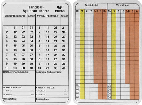 Erima notitiekaarten handbal - wit | maat: uni