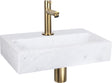 Differnz Flachbrunnenset - Marmor - Wasserhahn gerade mattgold - 38 x 24 x 8 cm