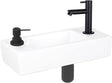 Differnz Saponbrunnen-Set – 42,5 x 18,5 x 9 cm – rechteckig – 1 Hahnloch – schwarz matt – Keramik weiß