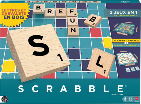 Mattel-Spiele Scrabble – mit Holzklötzen – französische Ausgabe