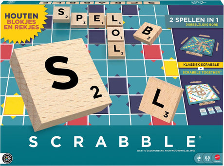 Mattel-Spiele Scrabble – mit Holzklötzen – niederländische Ausgabe