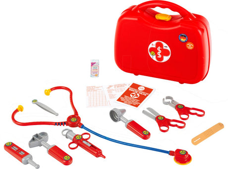 Klein Toys Arztkoffer - inkl. Spielzeuginstrumente und Erste-Hilfe-Handbuch – 26,5 x 9,5 x 23 cm – rot
