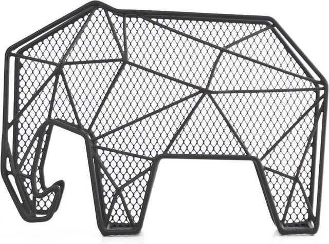 Kikkerland Briefhalter – grafischer Elefant – schwarz – Organizer – Metall – 25 x 15 x 9 cm