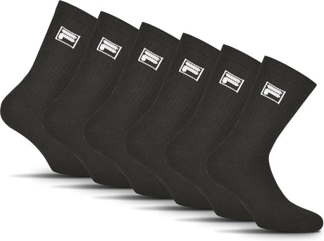 Fila - crew sportsokken | 6-pack | sports socks | maat 39 42 - zwart 39-42