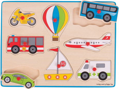 Bigjigs Holz-Studenpuzzle-Fahrzeuge, 8 Teile.