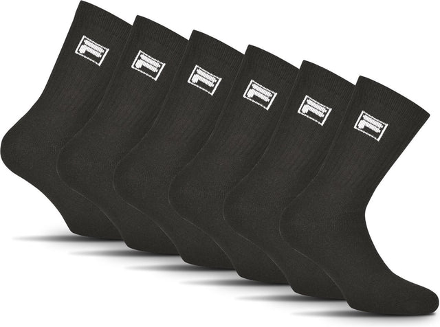 Fila Tennis-Sportsocken kleines Logo – Größe 35 38 – 6er-Pack – Schwarz