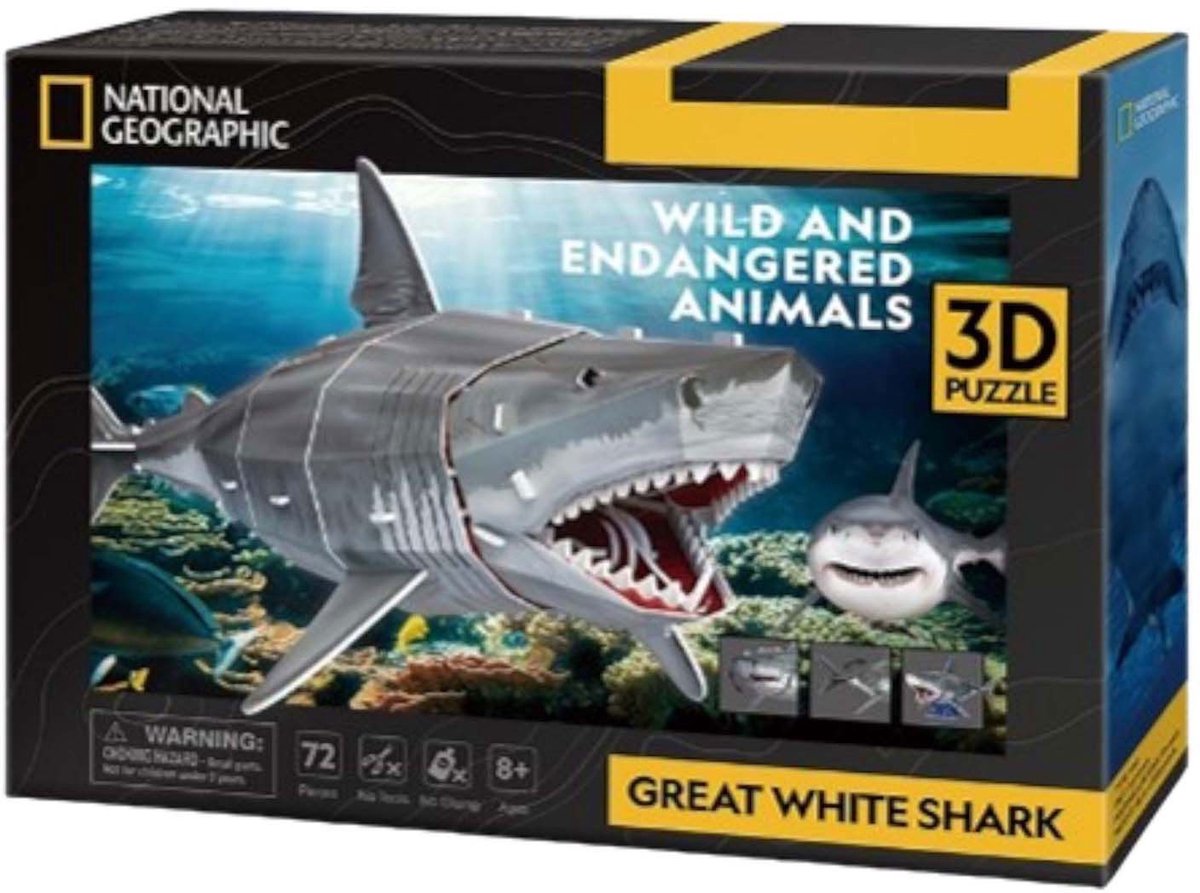 Kubisches lustiges 3D-Puzzle National Geographic White Shark