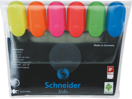 Schneider Stationery Schneider Textmarker – Textmarker – Job – 6 Stück, verschiedene Farben – Keilspitze – S-115096