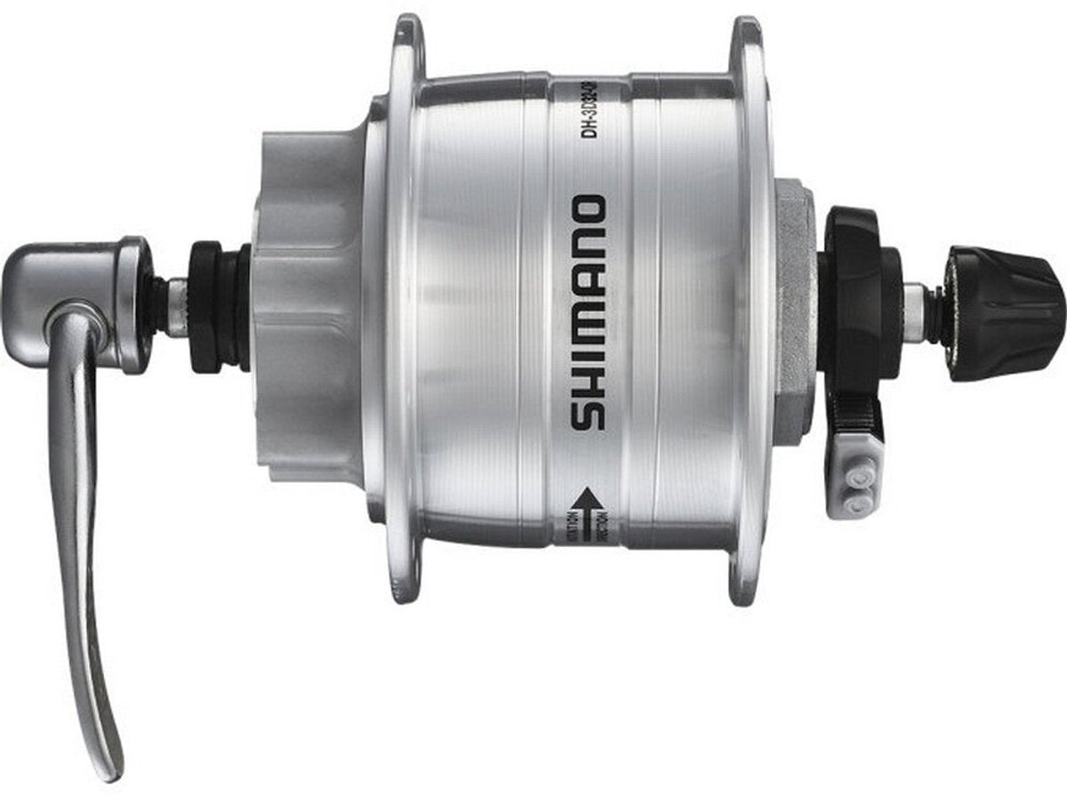 Shimano Nabendynamo HD-3D32 3 Watt – 36 Löcher – für 6-Loch-Bremsscheibe – Schnellspanner – Silber