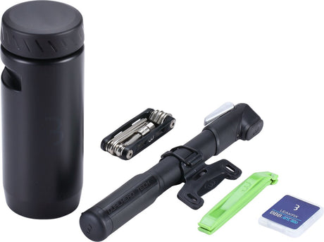 Bbb Cycling Combiset Tools Tubes Flaschenhalter – mit Werkzeugset – Werkzeugflasche Fahrrad – Schwarz – Größe L – bsb-64