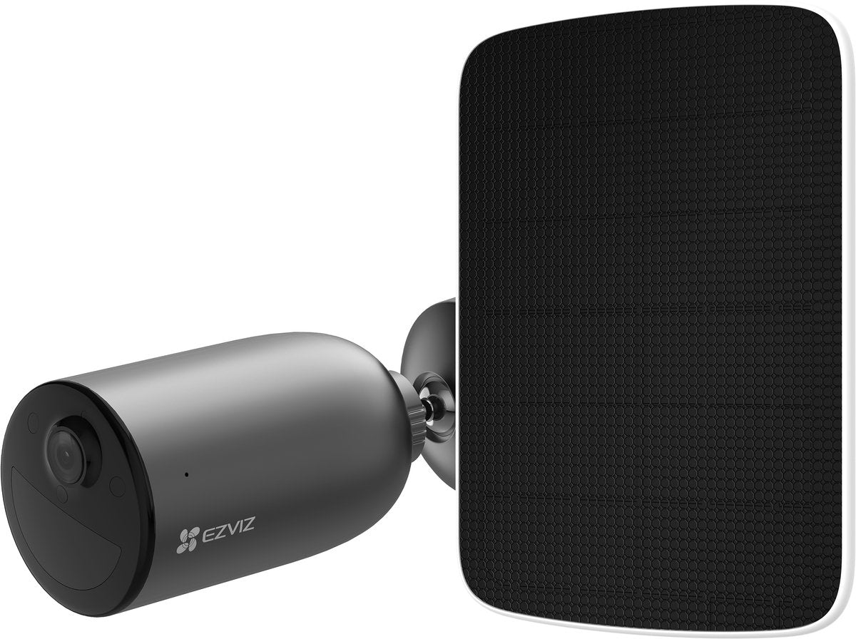 Ezviz EB3 2K Kit – WLAN-Überwachungskamera mit Solarpanel – Schwenk-/Neigekamera – 2K-Auflösung – KI-Erkennung – IP65 – Schwarz