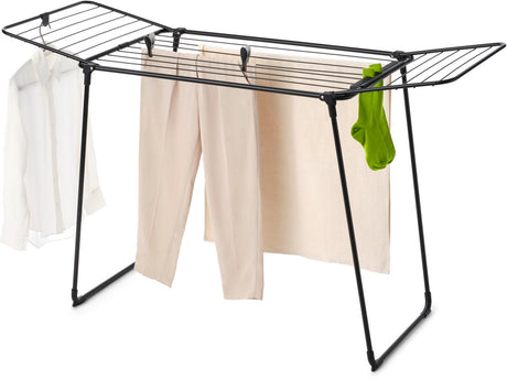 Brabantia Hangon Too Wäscheständer – 18 m – faltbarer Wäscheständer – mattschwarz